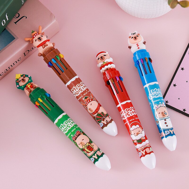 Ballpoint Pen Manufacturer - Christmas Ten Color 0.7mm Plastic Cartoon