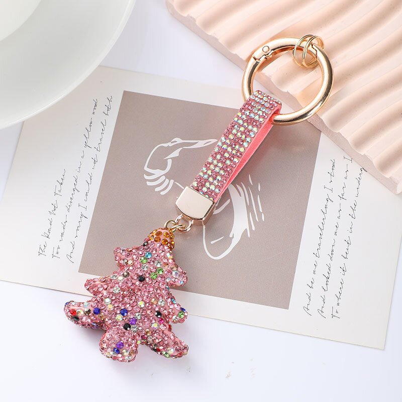 Key Chain Manufacturer - Diamond-Encrusted Metal Christmas Tree & Car Key Ring