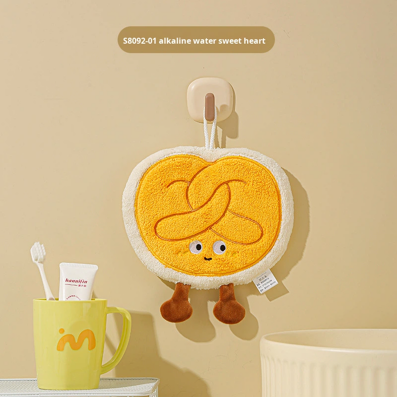 Hand Towel Manufacturer - Bread Hanging Thickened Coral Fleece Double-Layer