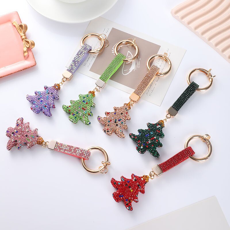 Key Chain Manufacturer - Diamond-Encrusted Metal Christmas Tree & Car Key Ring