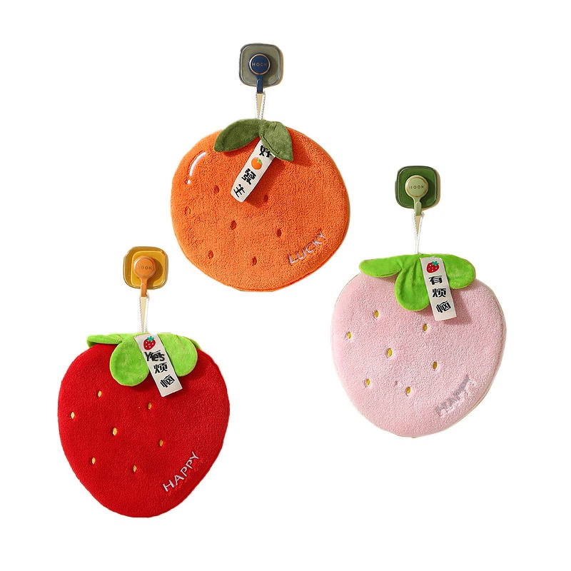 Children's Hand Towel Manufacturer - Cute Cartoon Fruit Coral Velvet Kitchen