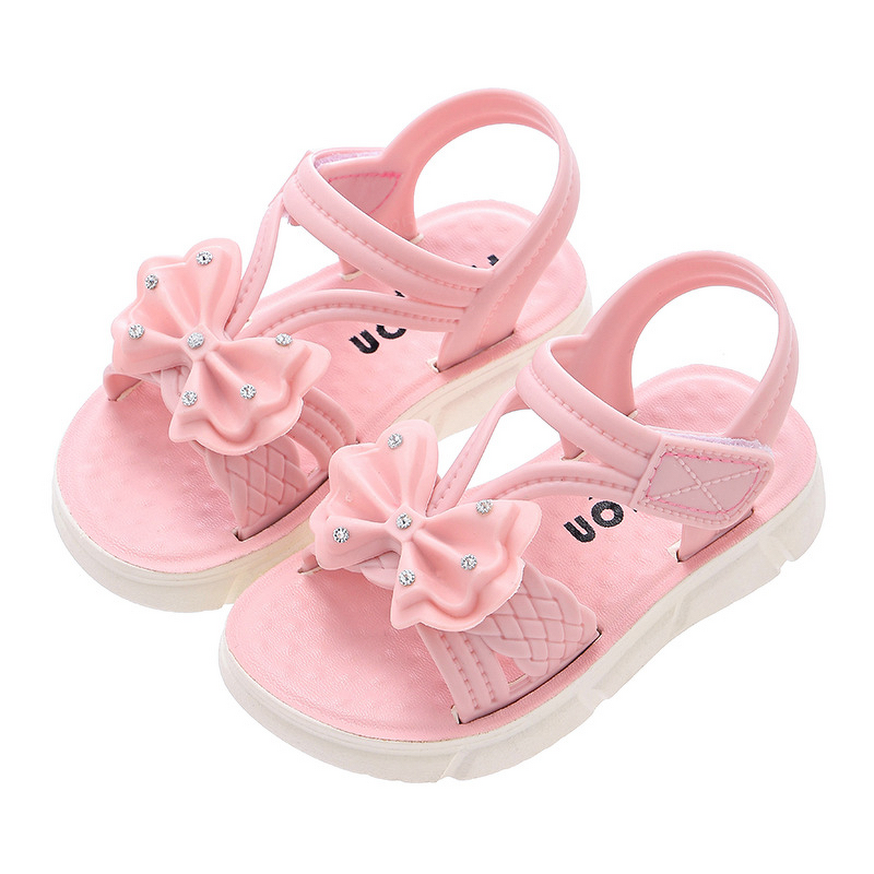 Children's Sandals Manufacturer - Girls' Hook Loop Bowknot Ankle Strap