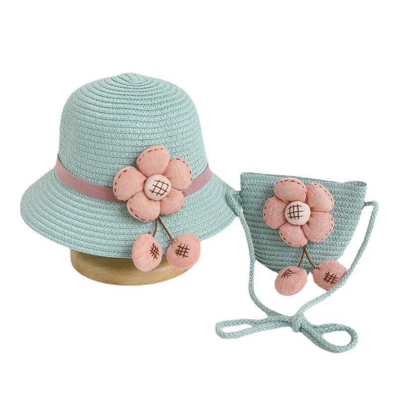 Sun Hat Manufacturer - Girls' Big Brim Flower Beach Hat with Bag