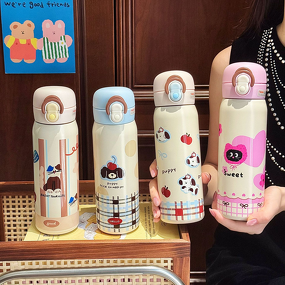 Straw Cup Manufacturer - Cute Student Stainless Steel Vacuum Dual Drinking