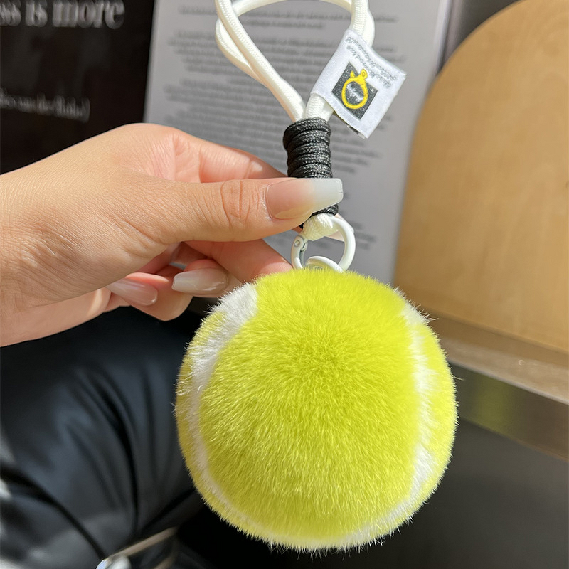 Car Keychain Manufacturer - Cute Tennis Rabbit Fur Plush Ball Pendant