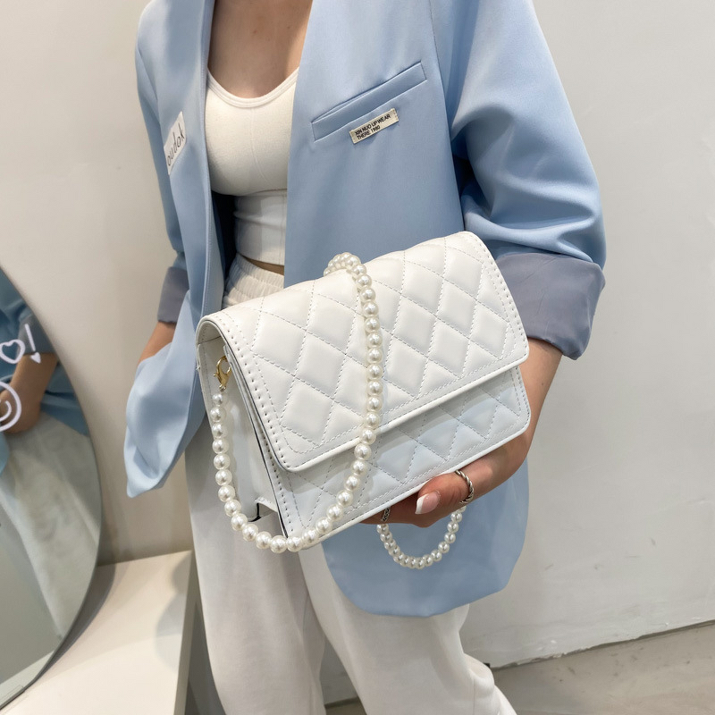 Shoulder Bag Manufacturer - Women's Pearl PU Rhombus Chain Crossbody