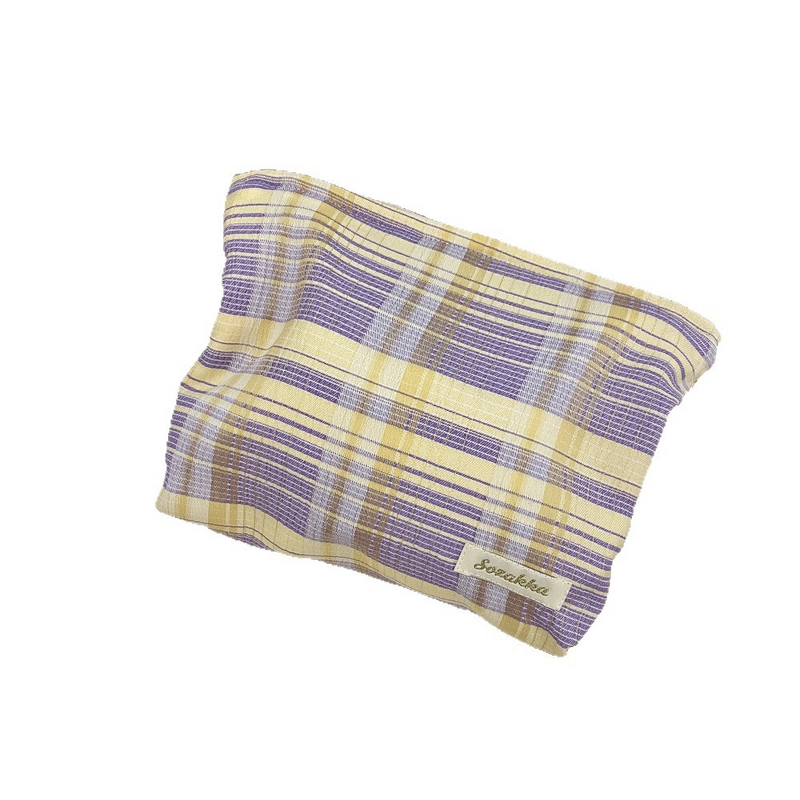 Cosmetic Bag Manufacturer - Cute Printed Plaid Stripes Large Capacity Travel