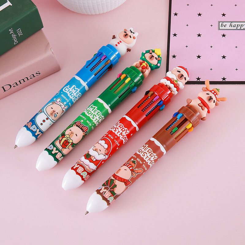 Ballpoint Pen Manufacturer - Christmas Ten Color 0.7mm Plastic Cartoon