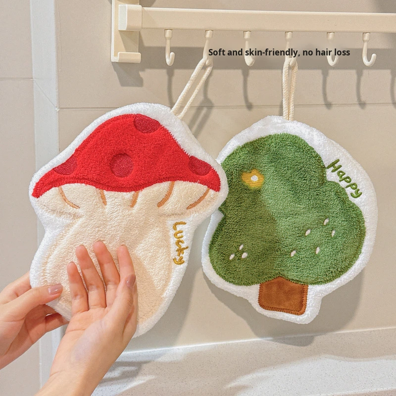 Hand Towel Manufacturer - Cute Coral Velvet Kitchen Bathroom Super Absorbent