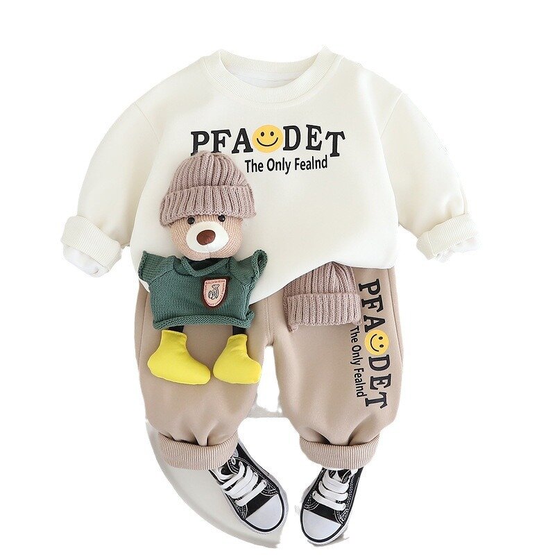 Boys' Sweatshirt Suit Manufacturer - Casual Cartoon Two-Piece 100% Cotton