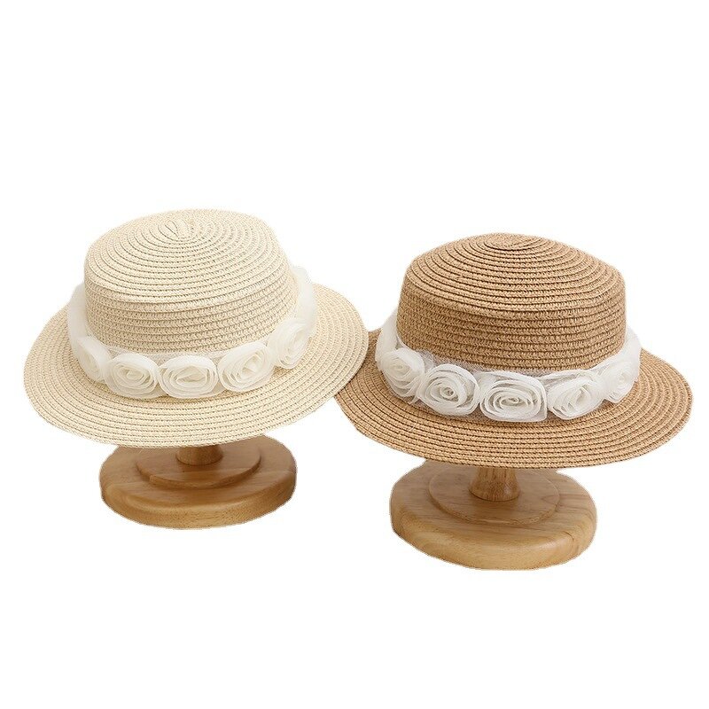 Bucket Hat Manufacturer - Baby Fashion with Bow Flat Eaves Straw