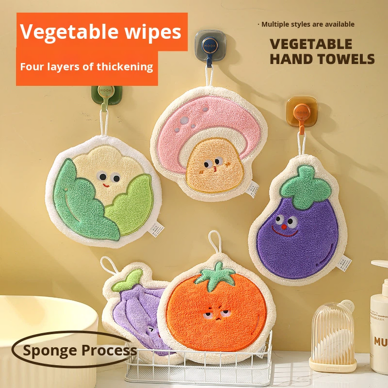 Hand Towel Manufacturer - Thickened Coral Velvet Embroidery Absorbent Hanging