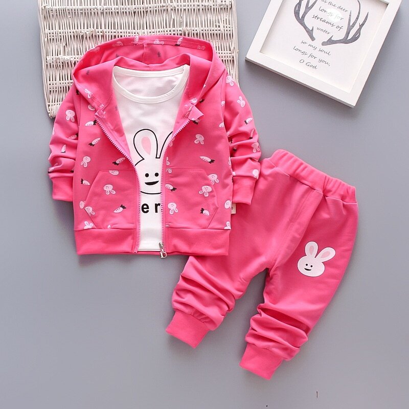 Girls' Sweat Suit Manufacturer - Casual Long Sleeve Three-Piece Polyester/Cotton