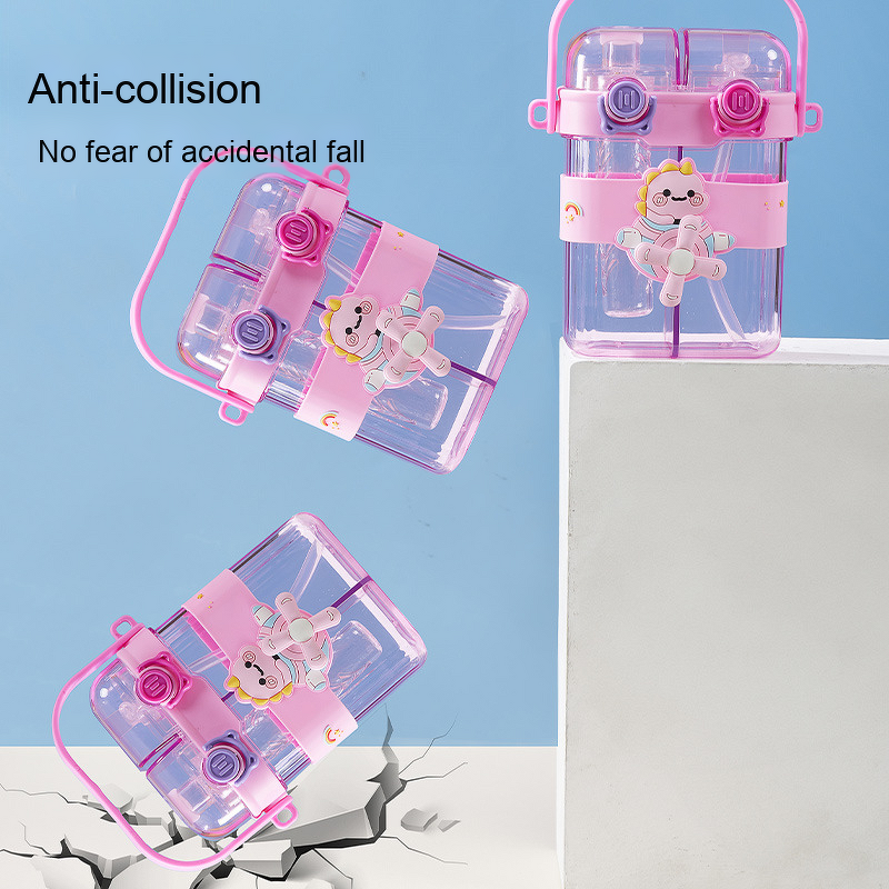 Straw Cup Manufacturer - Large Capacity Double for Kids Cartoon Design