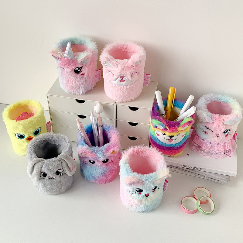 Pen Holder Manufacturer - Cute Cartoon Plush Student Creative Desktop