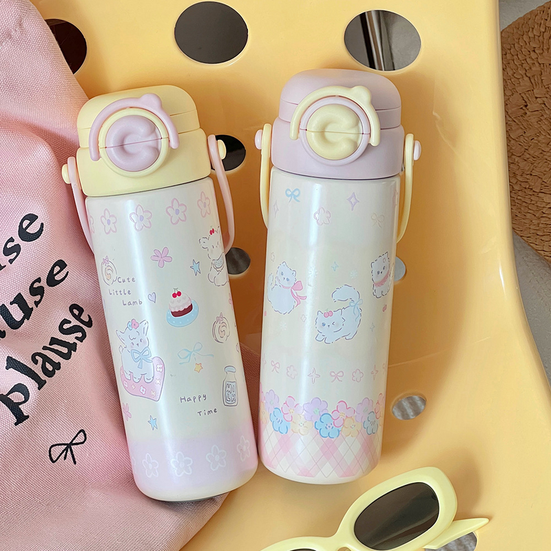 Straw Cup Manufacturer - Cartoon Pop-up Lid Insulated for Students