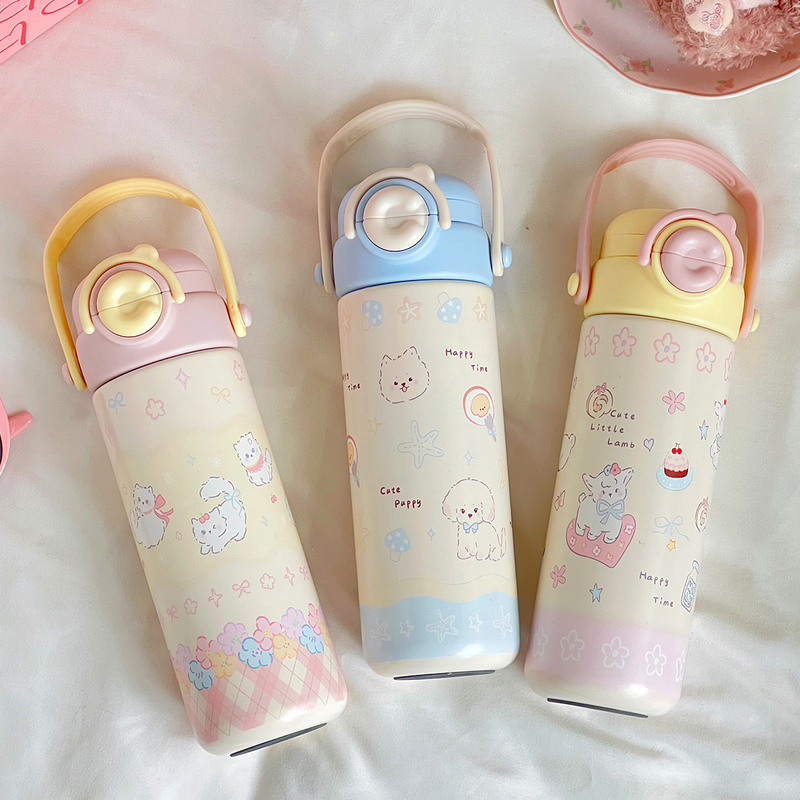 Straw Cup Manufacturer - Cartoon Pop-up Lid Insulated for Students