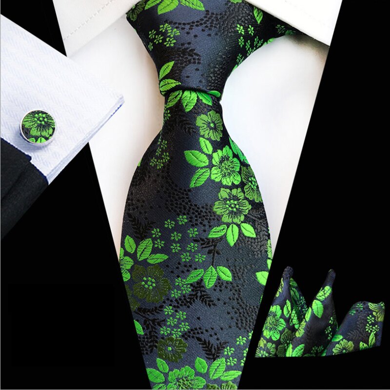 Men Ties and Hanky Set - Wholesale Floral Cufflinks Italian for Men