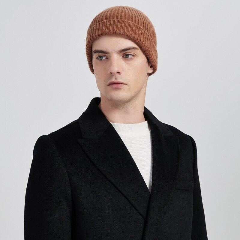 Winter Hat Manufacturer - Wholesale Men Solid Color 100% Wool Knitted