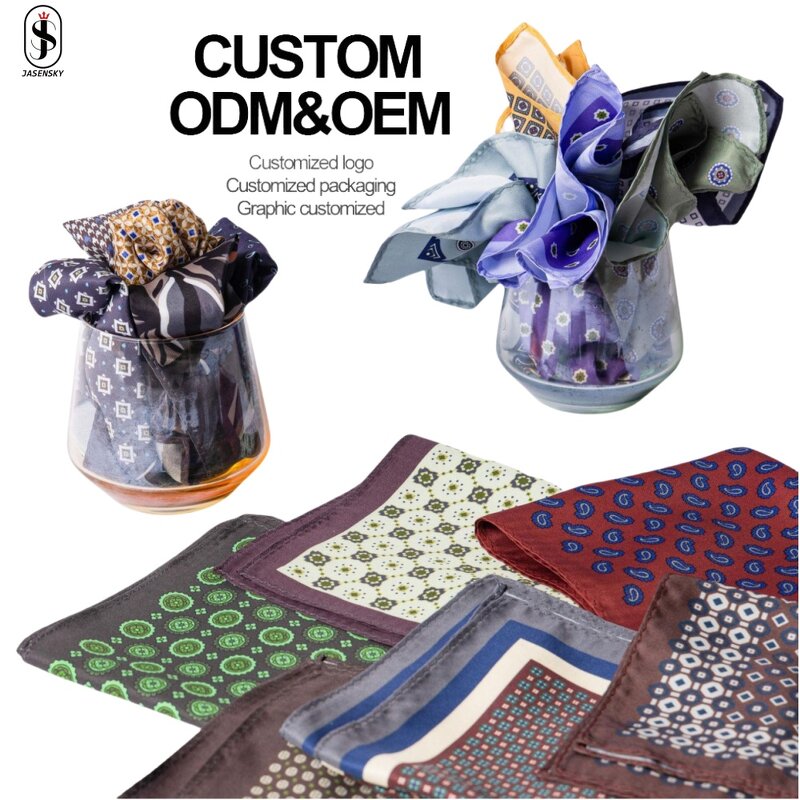 Handkerchief Manufacturer - Vintage Luxury Real Silk Multicolor Paisley