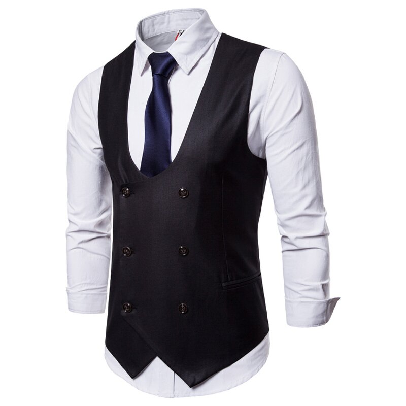 Men Vest Manufacturer - Formal Cotton Double Breasted Casual Solid Chalecos