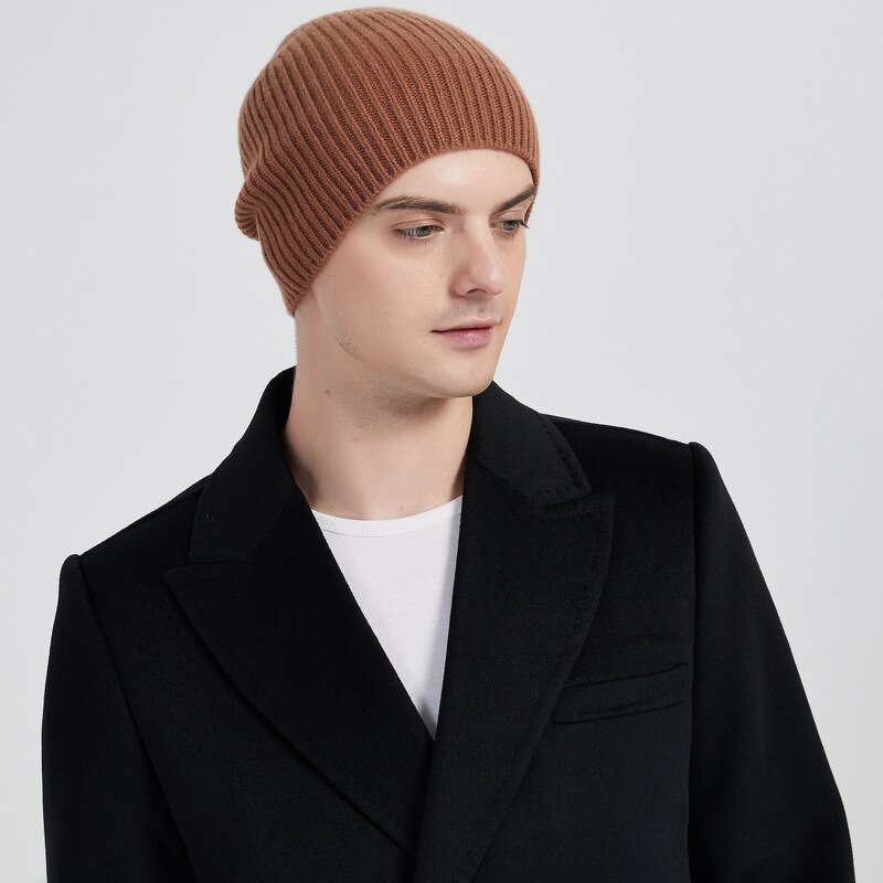 Winter Hat Manufacturer - Wholesale Men Solid Color 100% Wool Knitted
