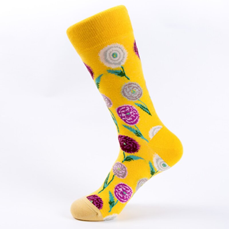 Woman Socks Manufacturer - New Design Colorful Crew Fancy Flower Art Casual