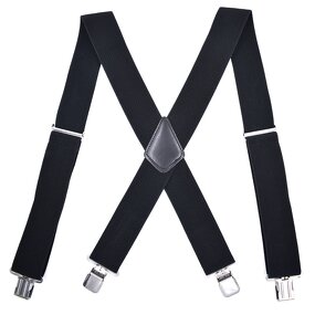 Suspenders Manufacturer - Wholesale 5cm Width Solid Adjustable 4 Clip X-Back Heavy Duty
