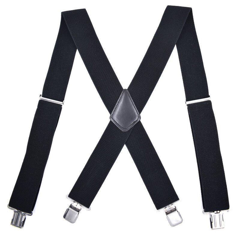 Suspenders Manufacturer - Wholesale 5cm Width Solid Adjustable 4 Clip X-Back Heavy Duty