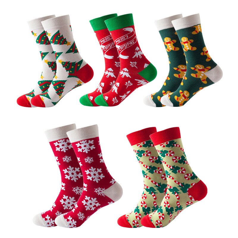 Men Christmas Socks - Wholesale Snowman Santa Cartoon Knitting Woven