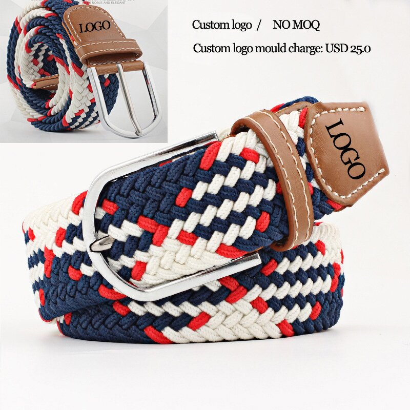 Elastic Belt Manufacturer - Knitted Canvas Stretch Braided Solid Color Custom Logo