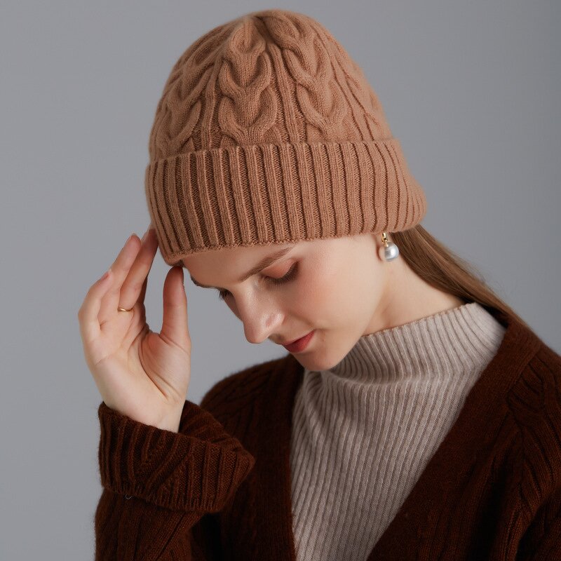 Winter Beanie Hat Manufacturer - Wholesale Women Solid Color 100% Wool Knitted