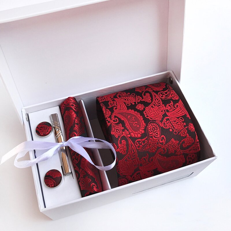 Neckties and Pocket Square Set - Paisley Custom Cufflink Gift Box
