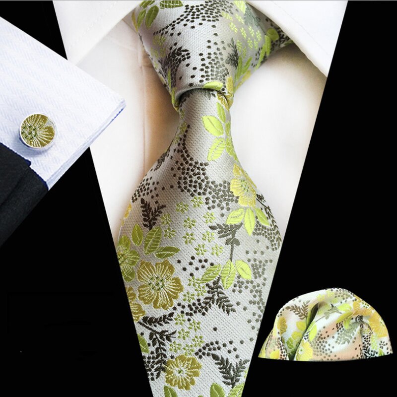 Men Ties and Hanky Set - Wholesale Floral Cufflinks Italian for Men