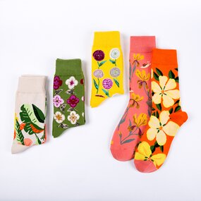 Woman Socks Manufacturer - New Design Colorful Crew Fancy Flower Art Casual