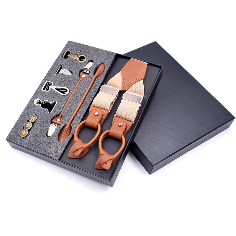 Suspenders Manufacturer - Latest Business Luxury Multi-Function 8 Clips DIY Leather