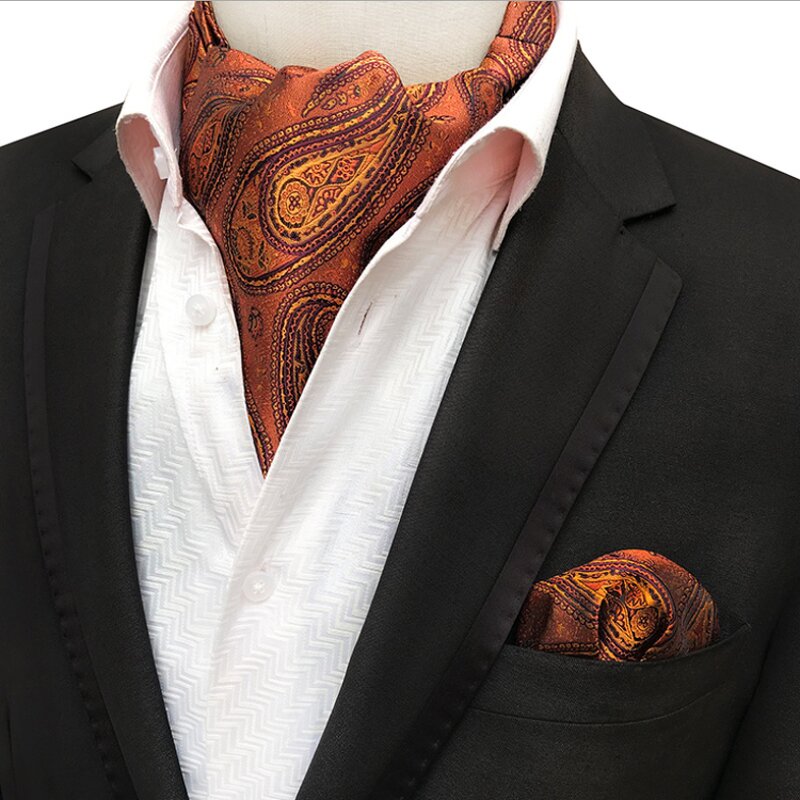 Cravat Manufacturer - Classic Paisley Polyester Ascot Hanky Set
