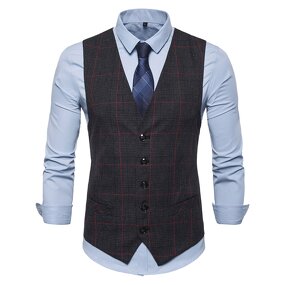 Men Vest Manufacturer - Striped Single Breasted Cotton Black Gilet Formal