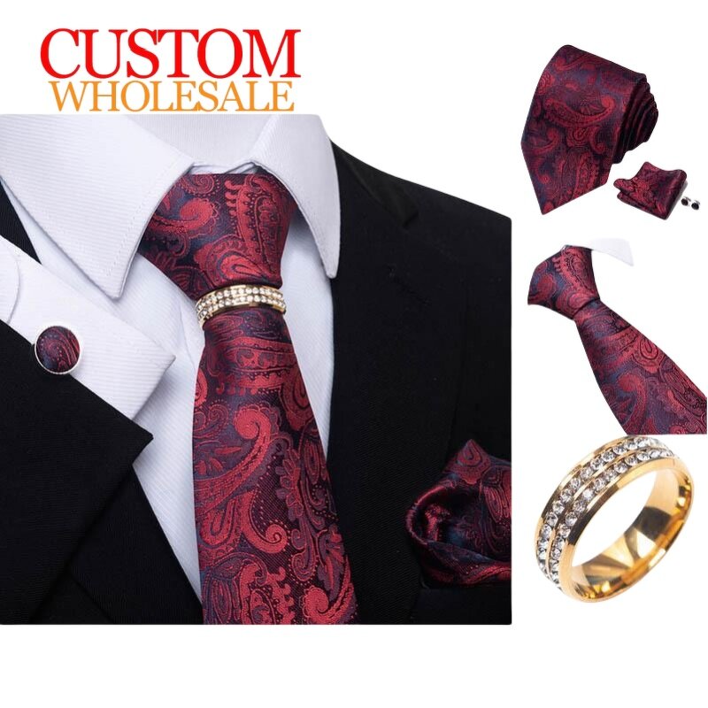 Neckties and Pocket Square Set - Paisley Luxury Custom for Men