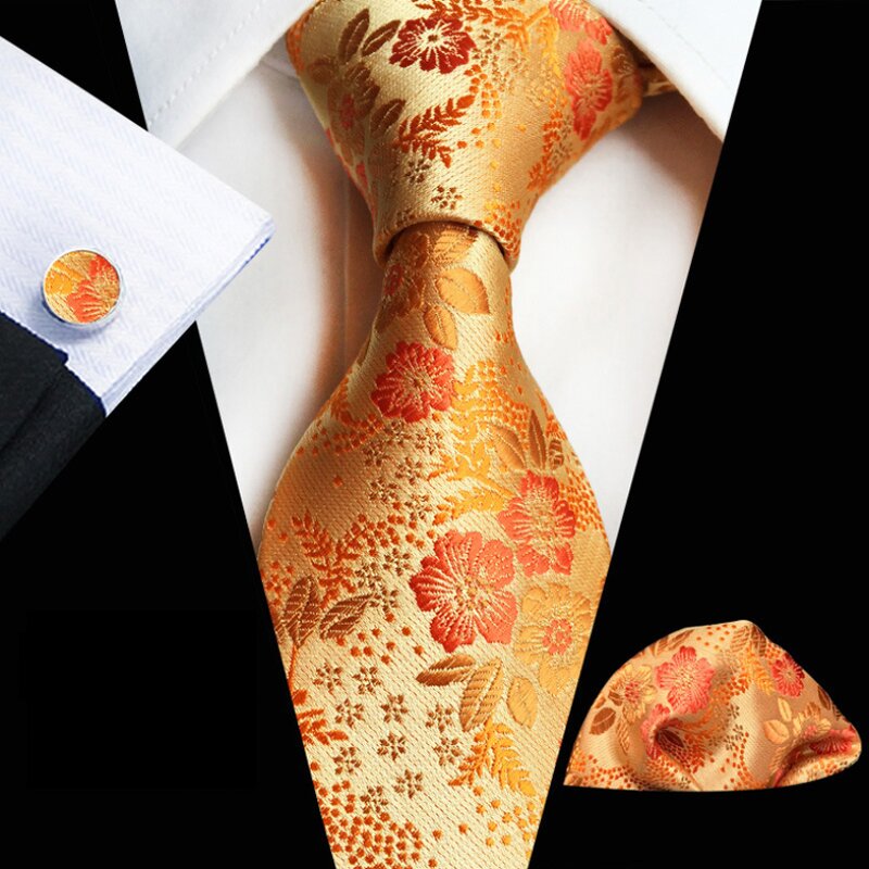 Men Ties and Hanky Set - Wholesale Floral Cufflinks Italian for Men