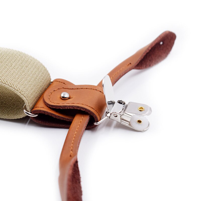 Suspenders Manufacturer - Wholesale Custom Mens 6-Piece Button Strap Brown Leather