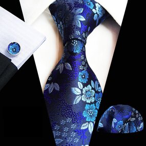 Men Ties and Hanky Set - Wholesale Floral Cufflinks Italian for Men