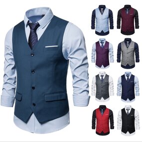Suit Vest Manufacturer - Casual Solid Single Breasted Cotton V-neck Gilet