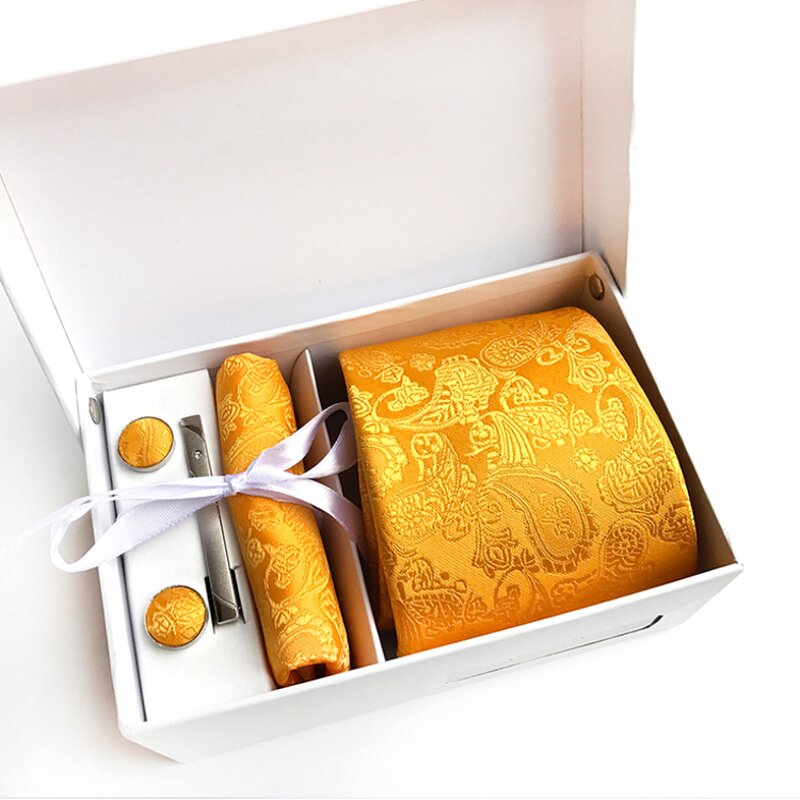 Neckties and Pocket Square Set - Paisley Custom Cufflink Gift Box
