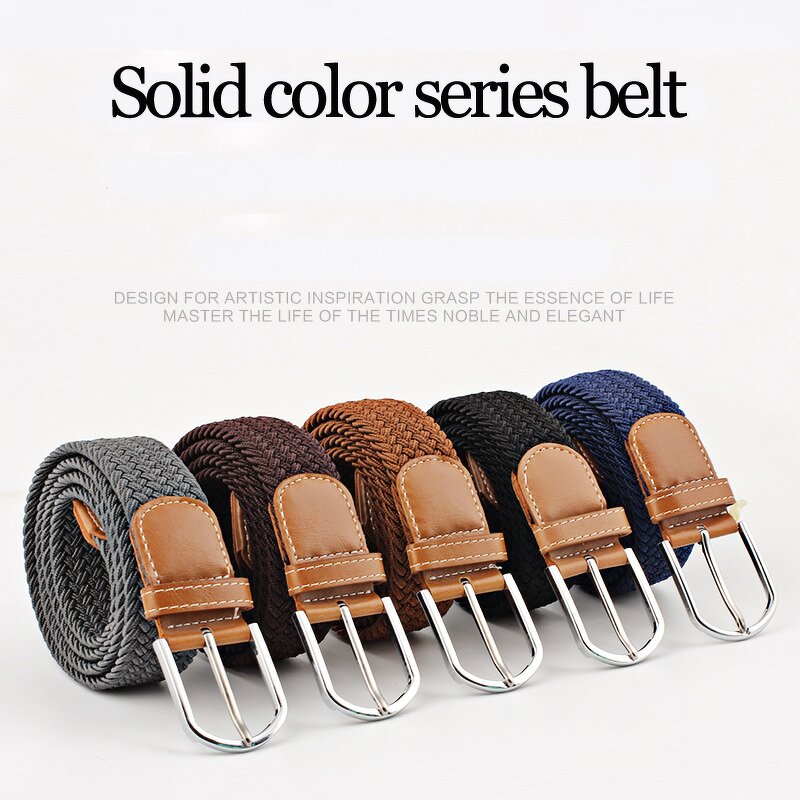 Elastic Belt Manufacturer - Knitted Canvas Stretch Braided Solid Color Custom Logo