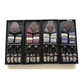 Suspenders Manufacturer - Customized 3.5cm Width Elastic Adjustable Jacquard 6 Clip