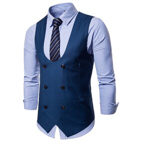 Men Vest Manufacturer - Formal Cotton Double Breasted Casual Solid Chalecos