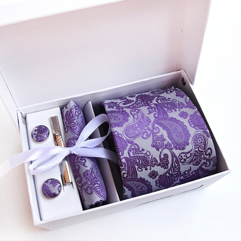 Neckties and Pocket Square Set - Paisley Custom Cufflink Gift Box