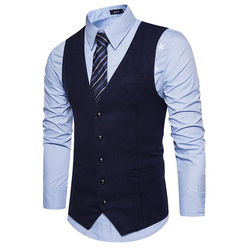 Men Vest Manufacturer - Formal Casual Solid Single Breasted Cotton Chalecos