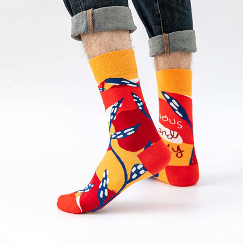 Socks Manufacturer - Personalized Custom Logo Organic Cotton Gentleman Jacquard Crew